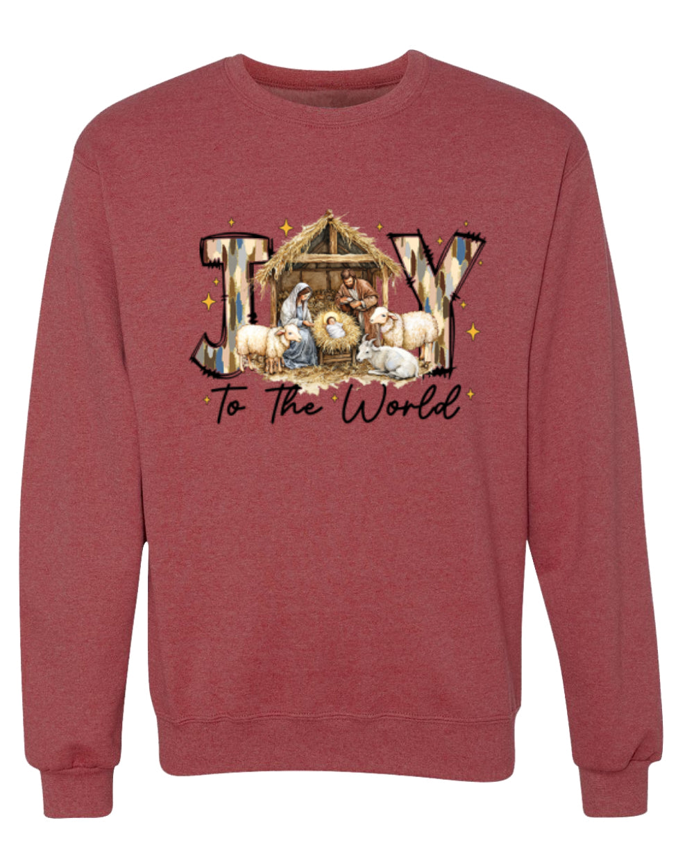 Joy To The World, Jesus Birth, Nativity, Christian Jesus Religious Design, Unisex Christmas Sweater, Crewneck Sweatshirts