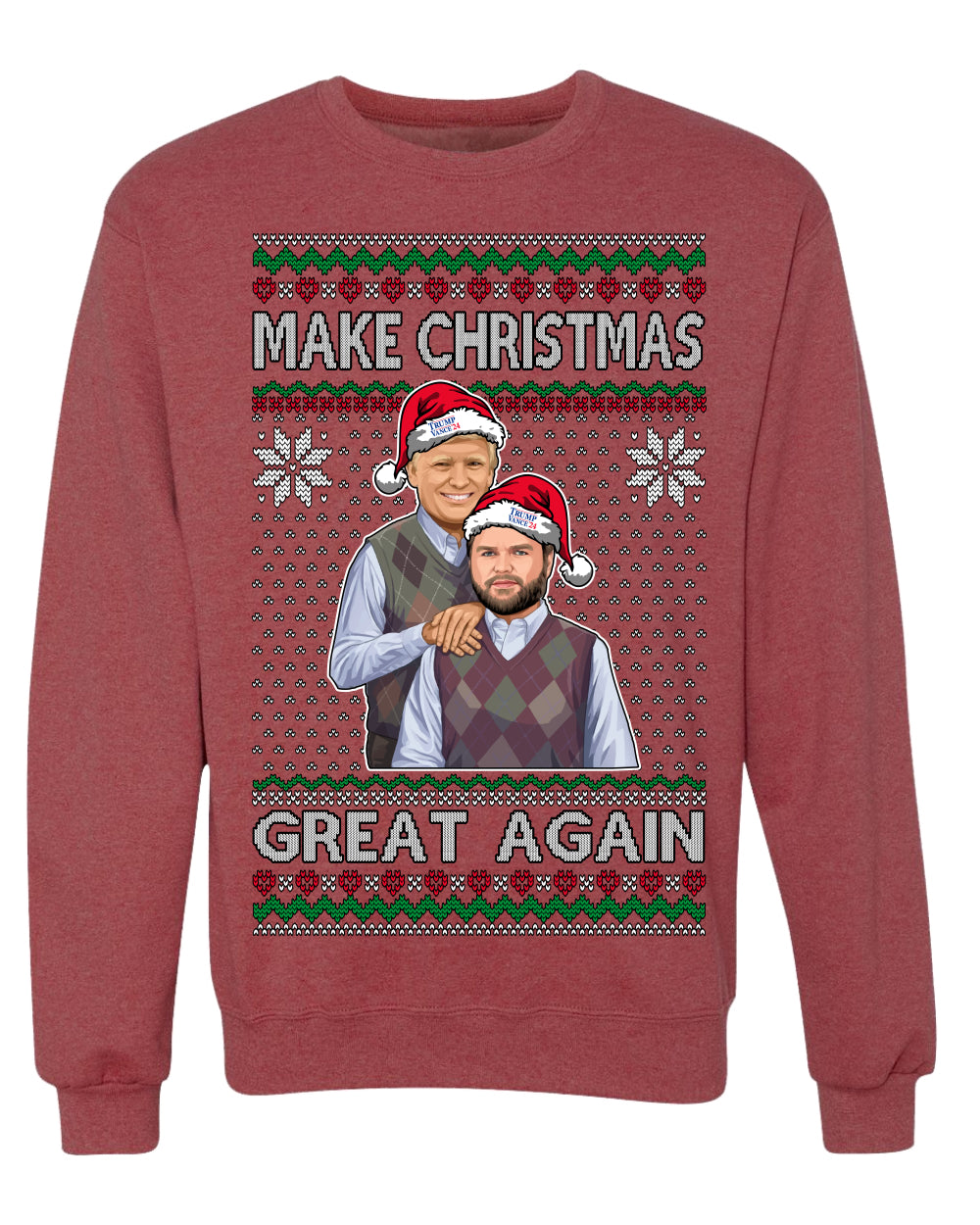 Make Christmas Great Again Trump Vance 2024 Movie Parody Ugly Christmas Sweater Crewneck Sweatshirt