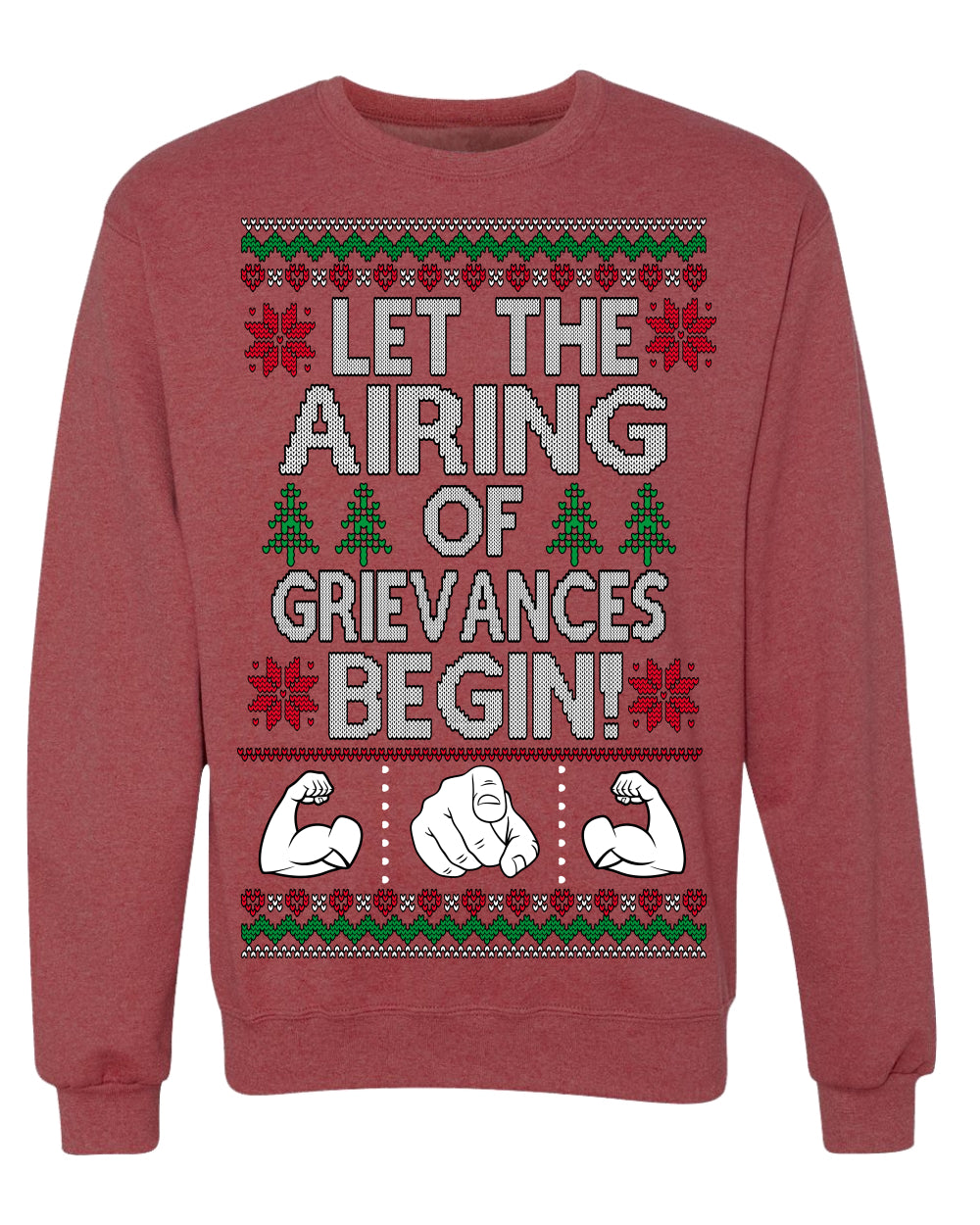 Let The Airing Of Grievances Begin Funny Tv Sitcom Festivus Ugly Christmas Sweater Crewneck Sweatshirt