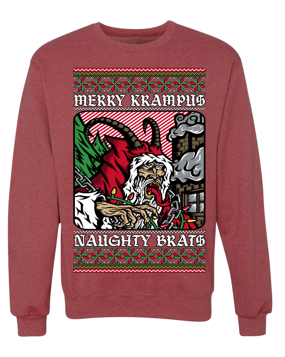 Merry Krampus Naughty Brats | Funny Ugly Christmas Sweater Crewneck Sweatshirt