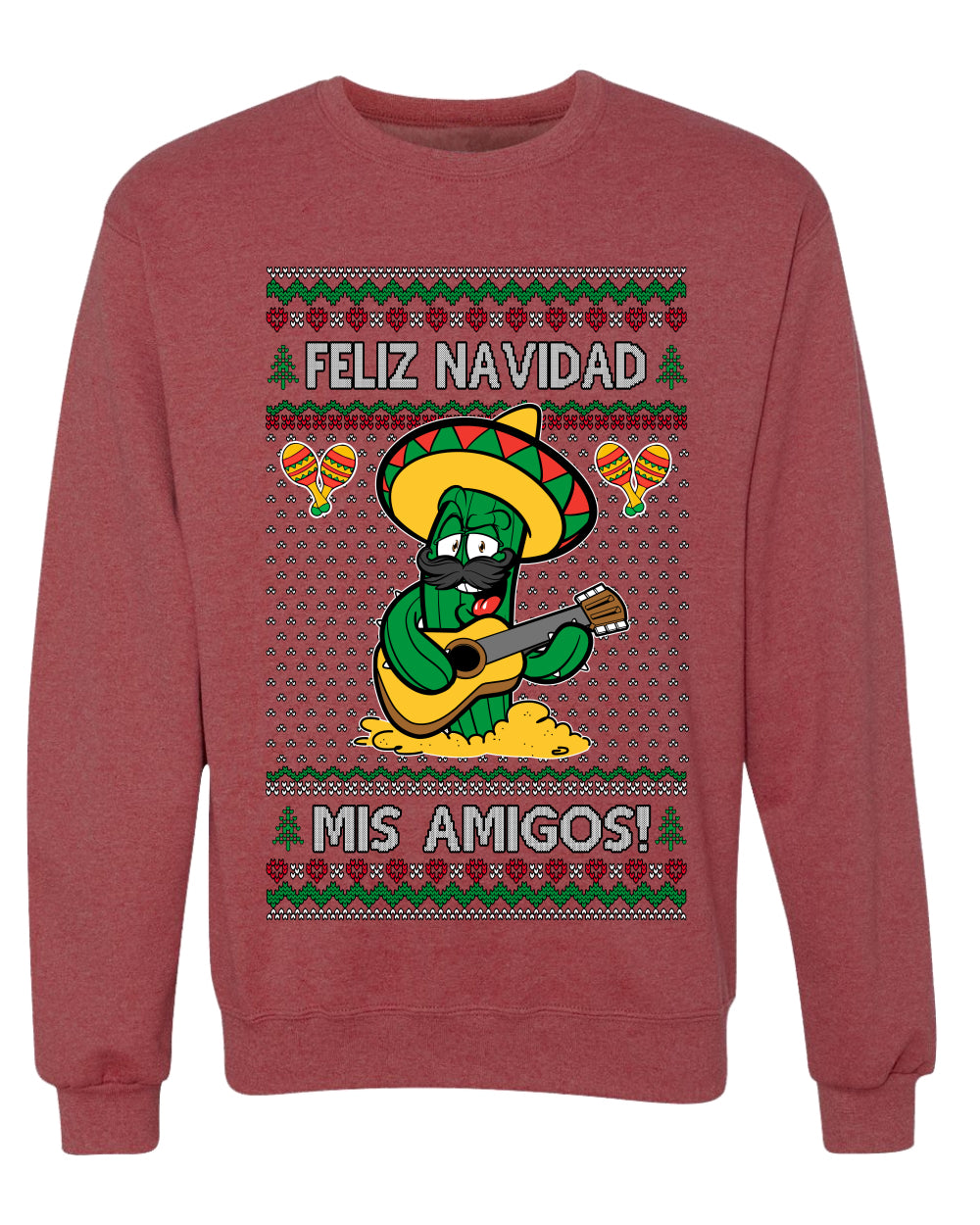 Feliz Navidad Mis Amigos!, Ugly Christmas Unisex Sweater, Crewneck Sweatshirts