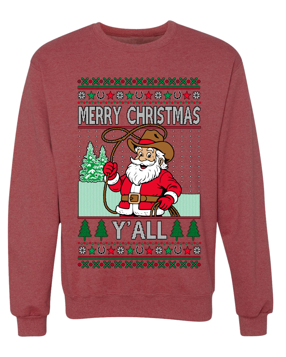 Merry Christmas Y'all Christmas Sweater,Unisex Ugly Christmas Crewneck Sweatshirts
