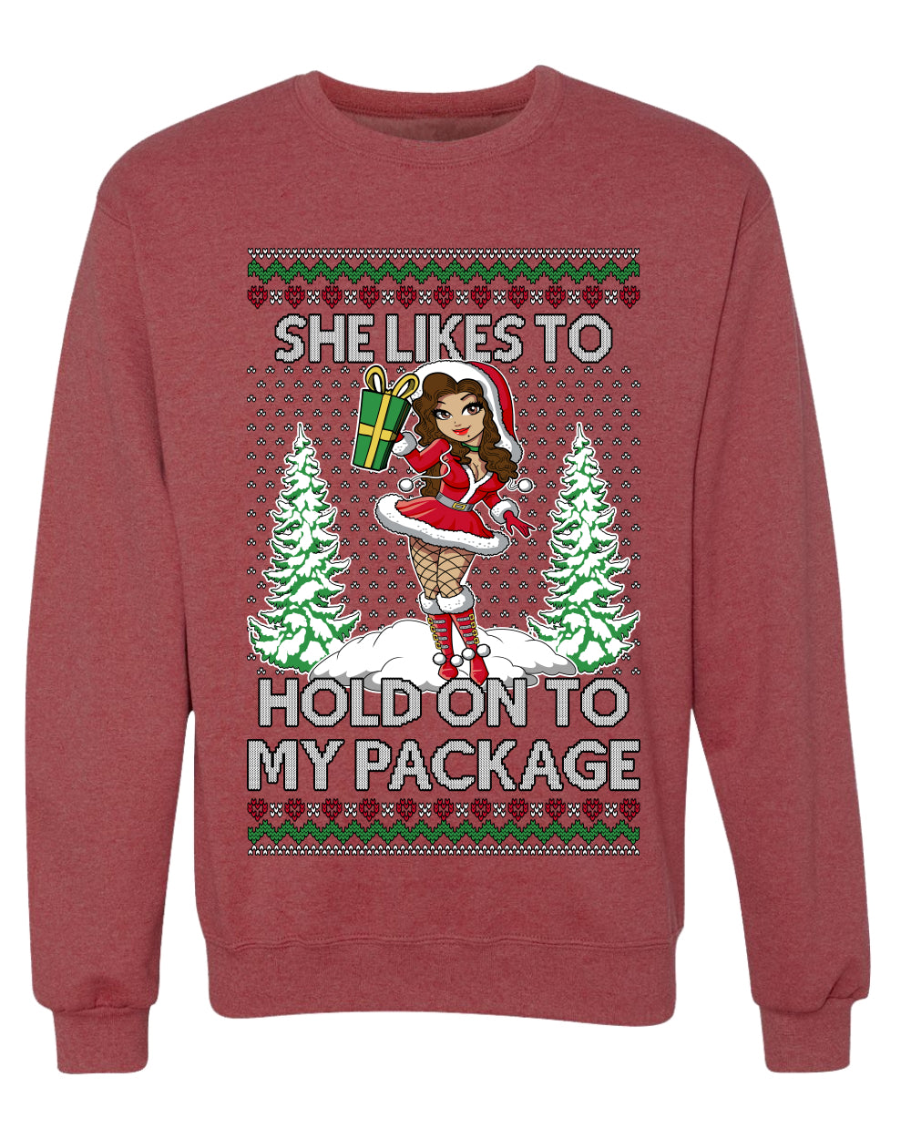 Hold My Package, Funny Unisex Ugly Christmas Crewneck Sweatshirts
