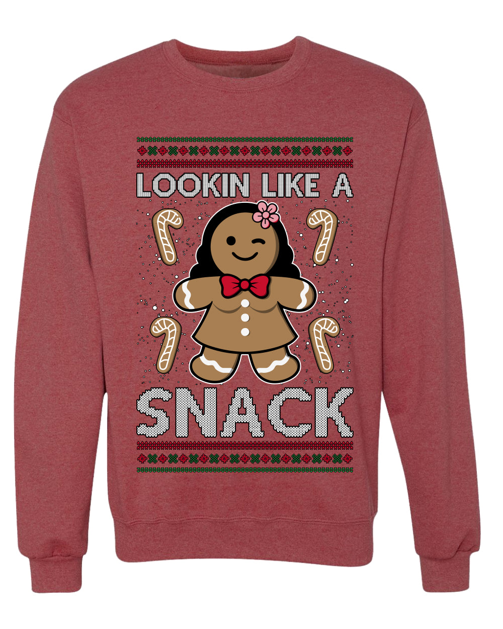 Lookin Like A Snack, Unisex Ugly Christmas Sweater Crewneck Sweatshirts