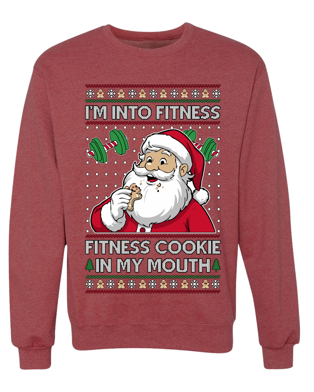 I'm Into Fitness Cookie In My Mouth Santa,Unisex Ugly Christmas Sweater, Crewneck Sweatshirts