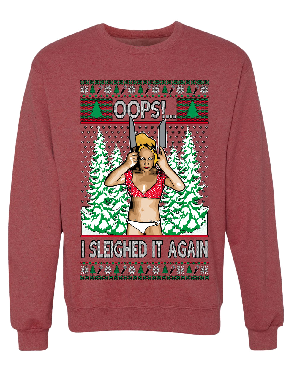 Funny, Knives Popstar Dancing, Music Lover Comedic Christmas Sweater Design, Unisex Crewneck Sweatshirts