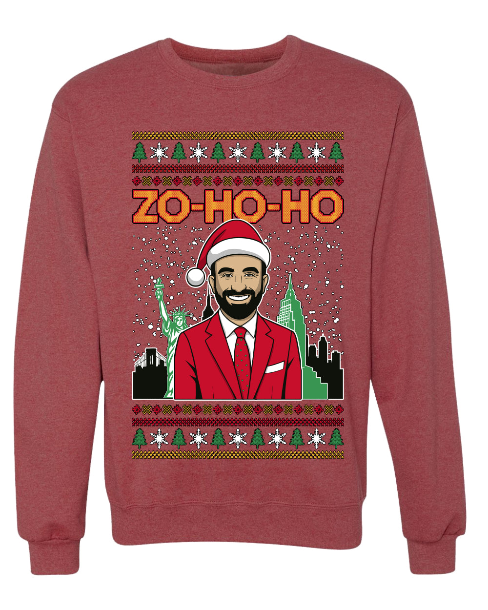 Zo Ho Ho Zohran Mamdani NYC, Unisex Ugly Christmas Sweater Crewneck Sweatshirts