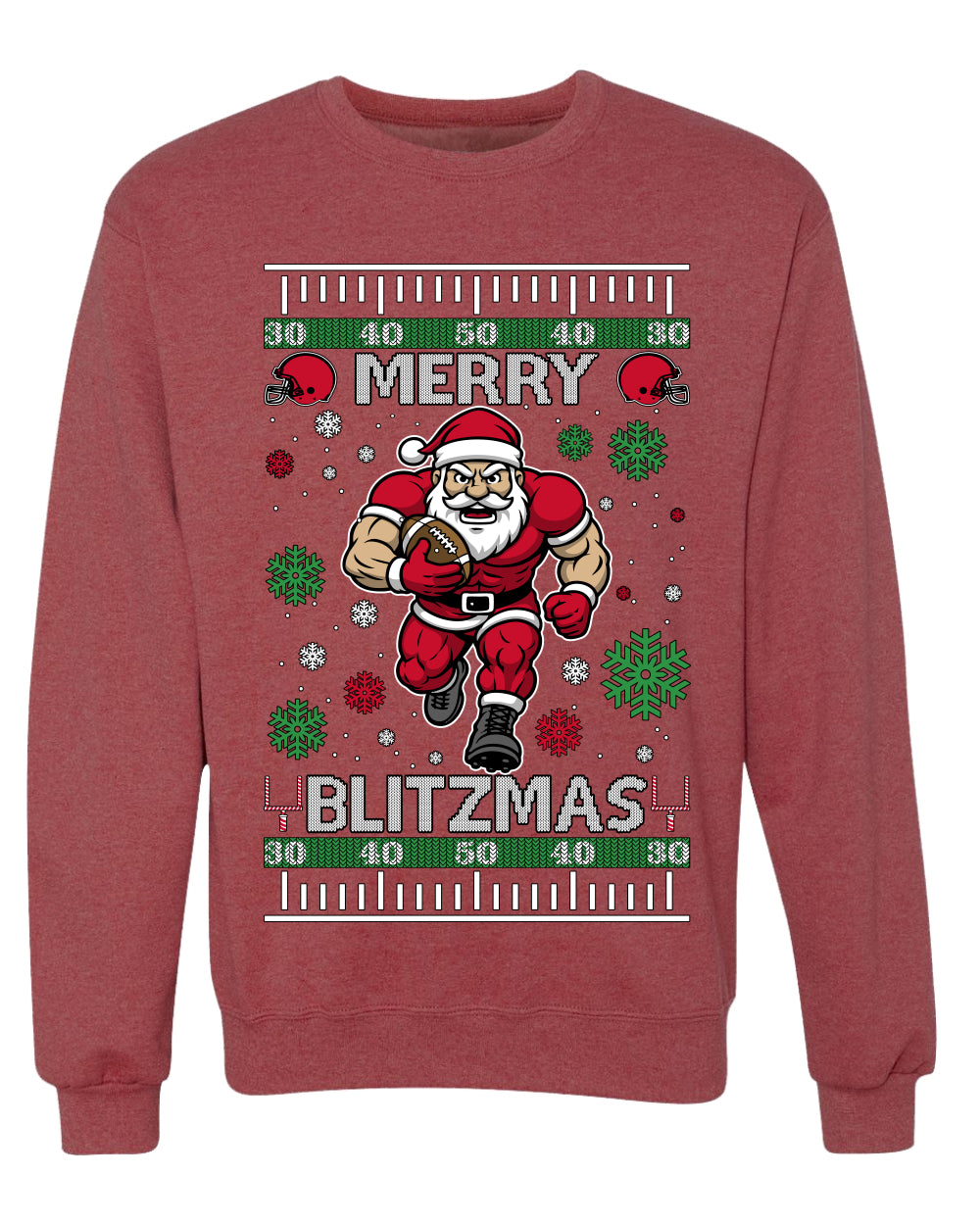 Merry Blitzmas, Football Christmas Sweater Design, Unisex Ugly Christmas Sweater Crewneck Sweatshirts
