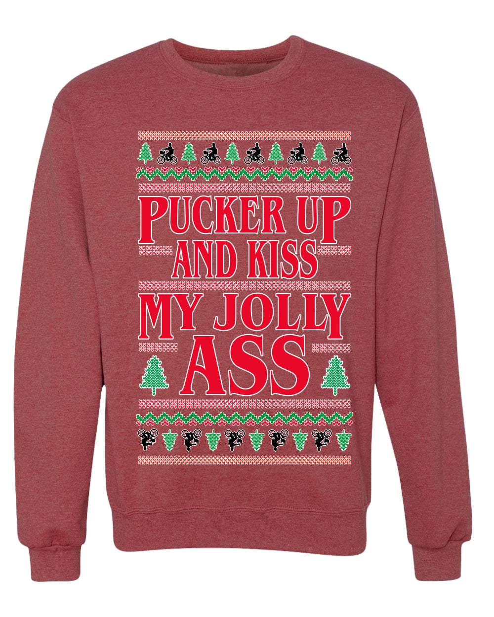 Pucker Up And Kiss My Jolly Ass, Unisex Ugly Christmas Sweater, Crewneck Sweatshirts