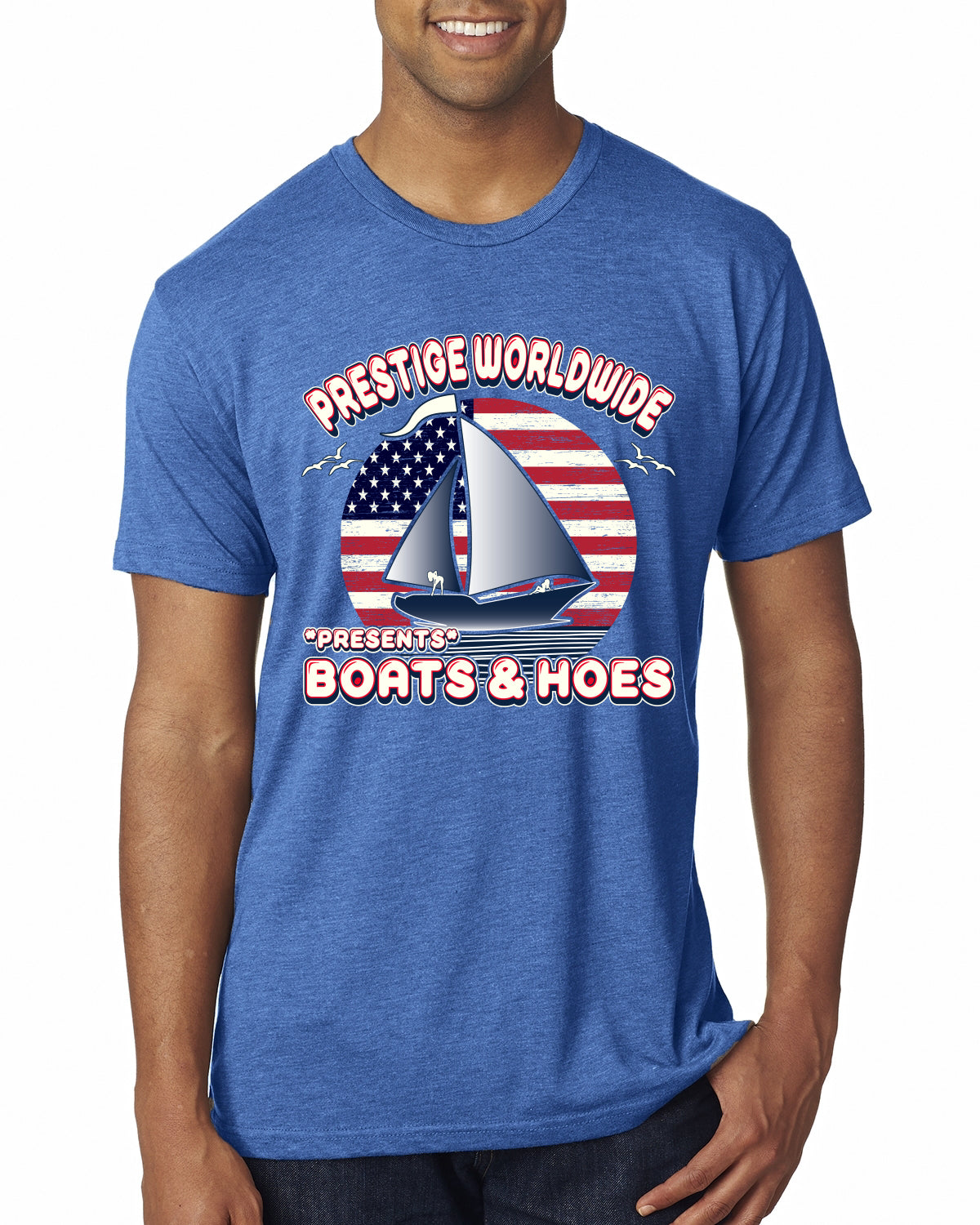 Vintage Retro USA Prestige Worldwide Funny Boats and Hoes Vintage / Retro Mens Premium Tri Blend T-Shirt