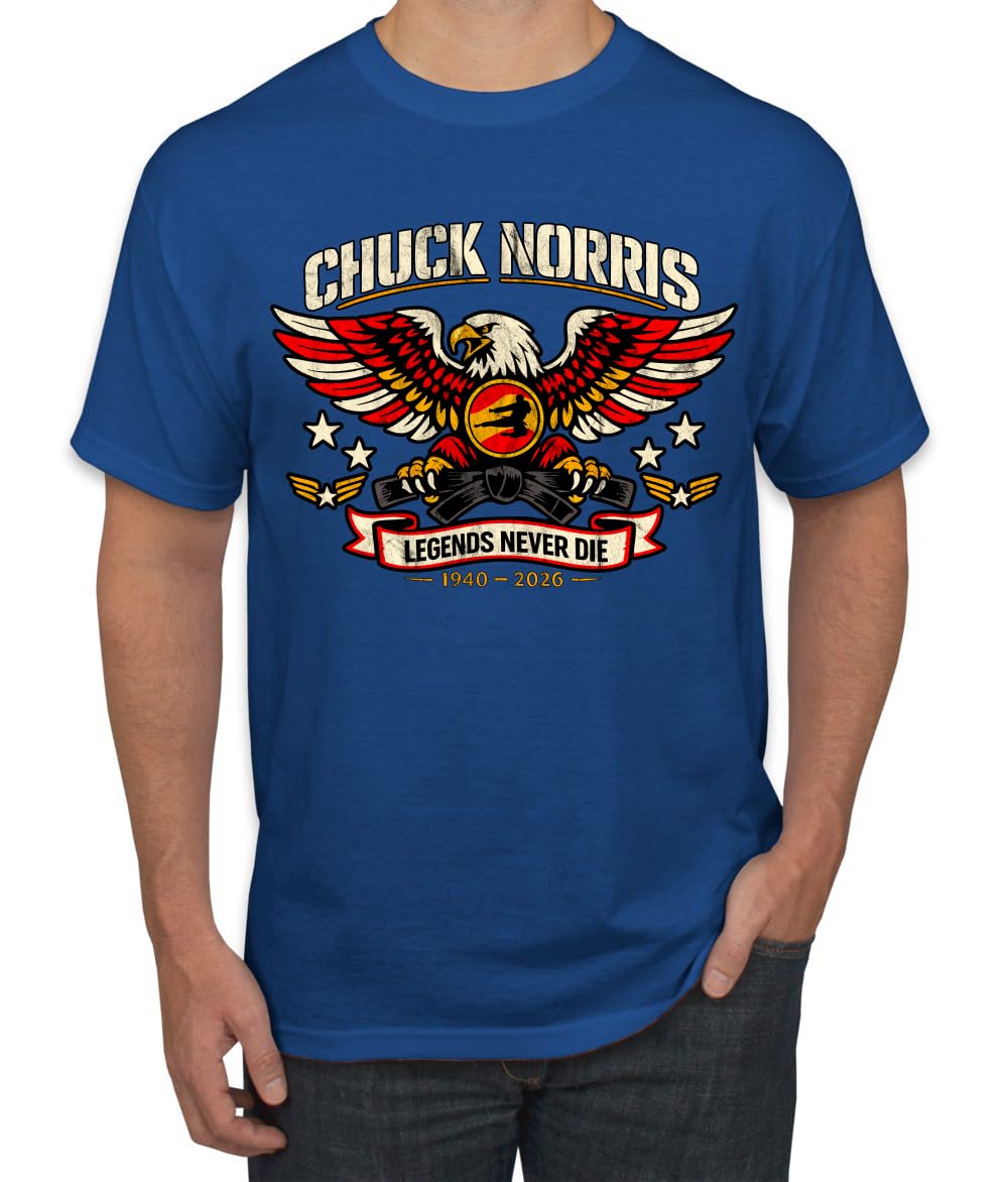 Chuck Norris Legends Never Die 1940-2026 RIP Memorial Bald Eagle Black Belt Tribute Men's T-Shirt