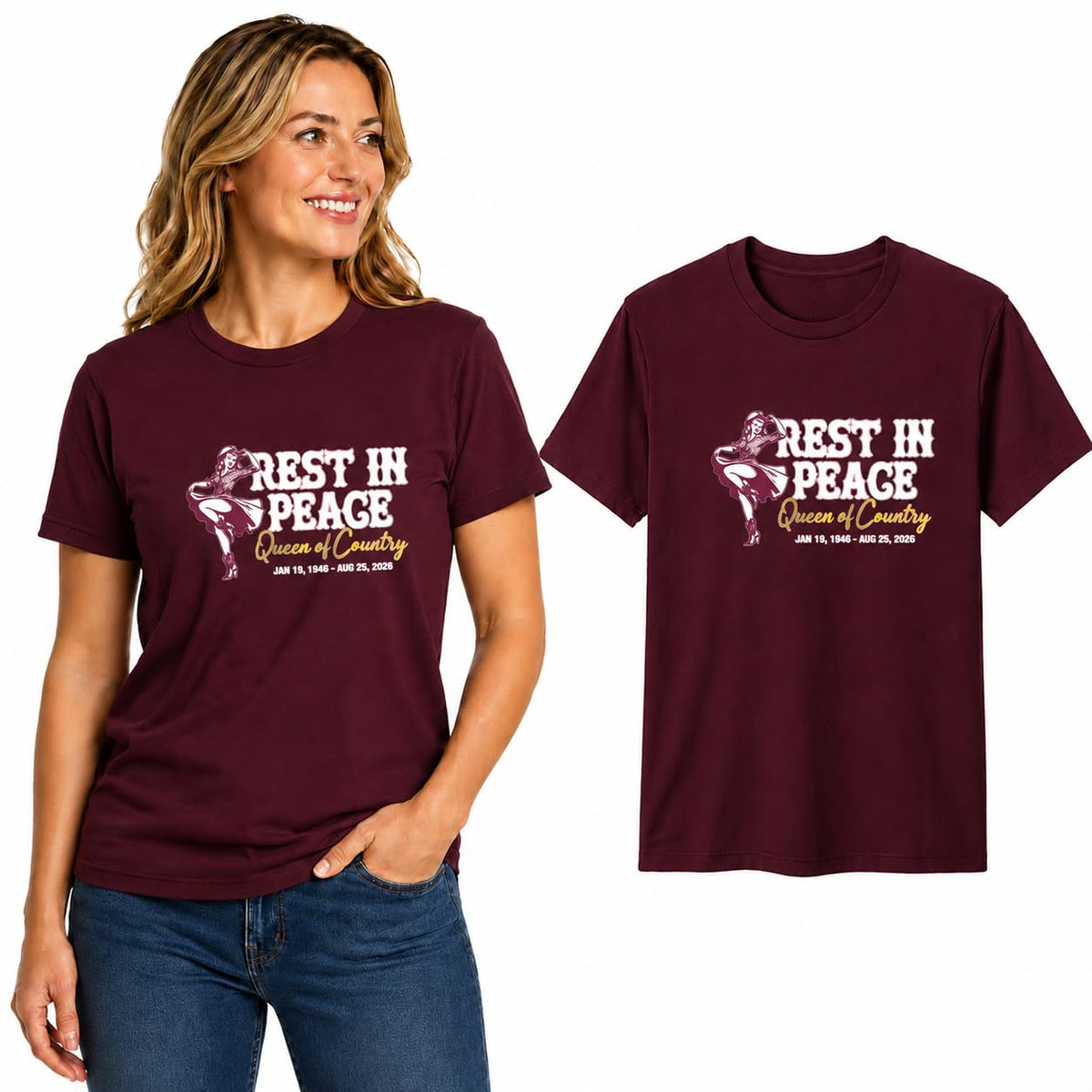 Queen of Country RIP Tee Memorial Tribute Pop Culture Men's T-Shirt