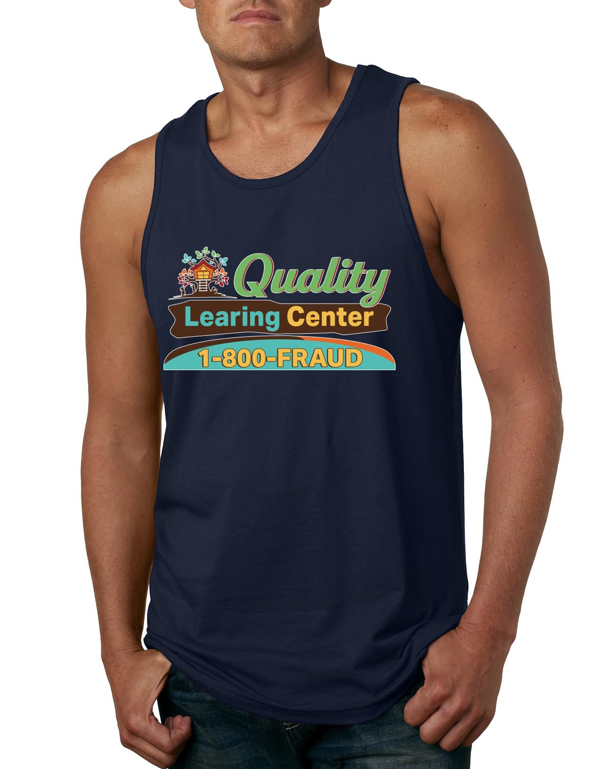 Quality Learing Center 1800-FRAUD Day Care Pop Culture Mens Tank Top