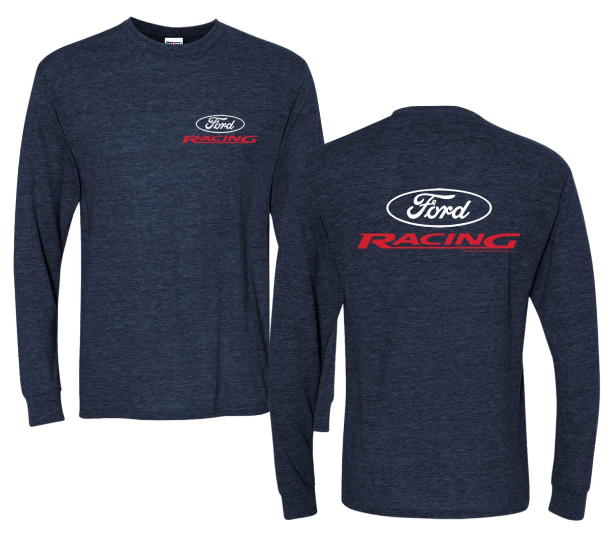 Ford Racing Logo Performance Motorsports Car Enthusiasts Truck Cars and Trucks Front and Back Mens Long Sleeve Shirt