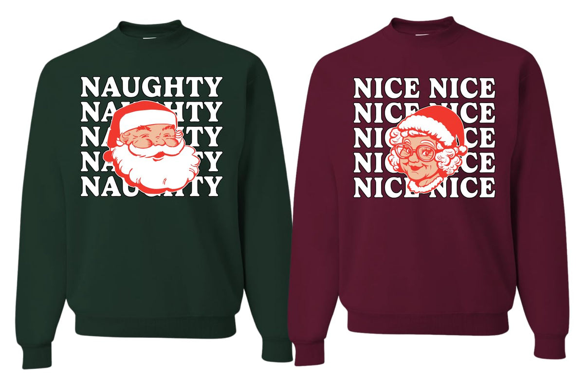 Naughty, Nice Santa Claus Mrs Claus Couples Sweatshirt