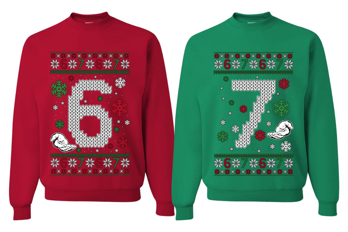 6 7 Meme Funny Matching Couple Sweatshirt Unisex Ugly Christmas Sweater