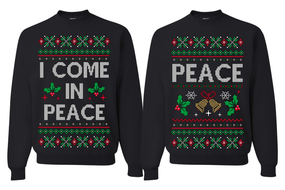 I Come in Peace Couples Sweatshirt Ugly Christmas Matching Crewneck Sweater