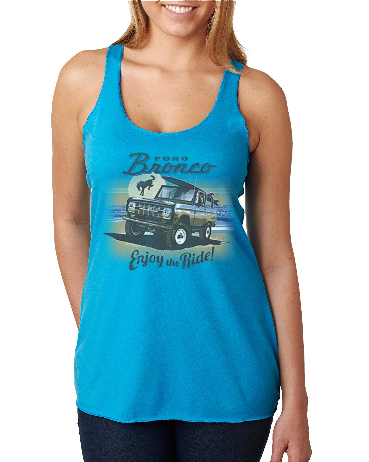 Classic Vintage Ford Bronco Enjoy The Ride Cars and Trucks Tri-Blend Racerback Tank Top