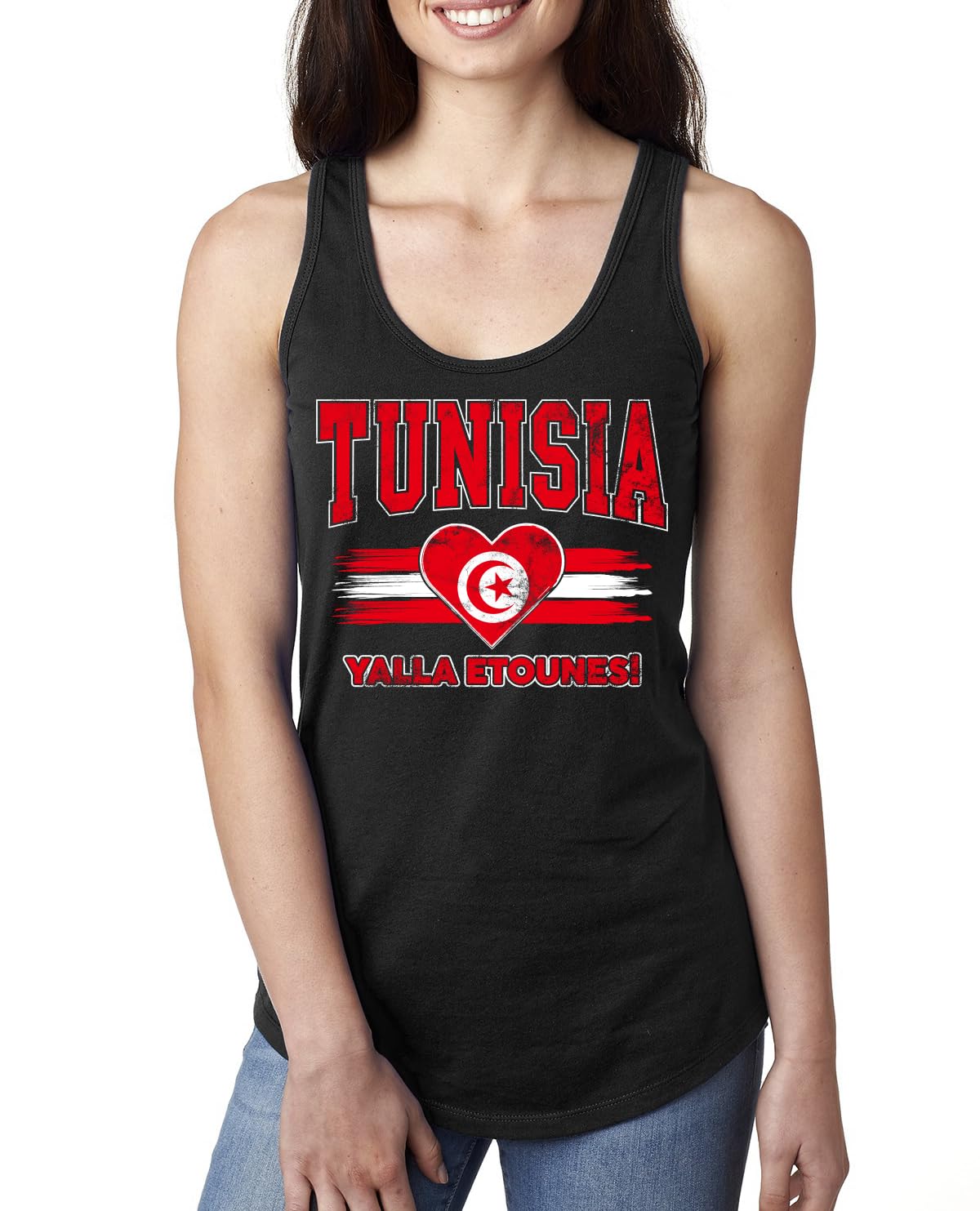 Flag Heart Soccer Fan, Women's Novelty Shirt, Game Day Gift for Her Racerback Tank Top