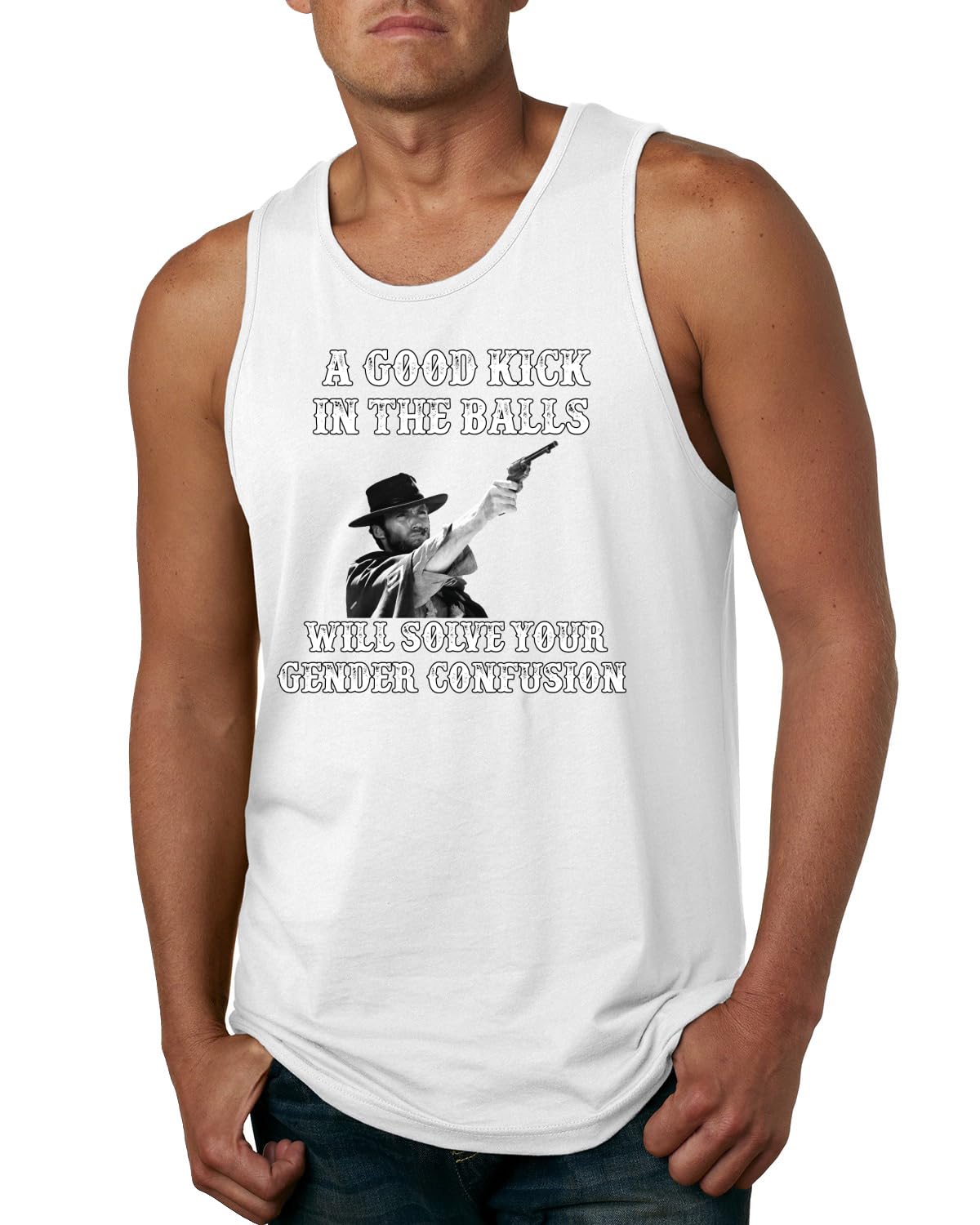 A Good Kick in The Balls Solves Gender Confusion Political Mens Tank Top