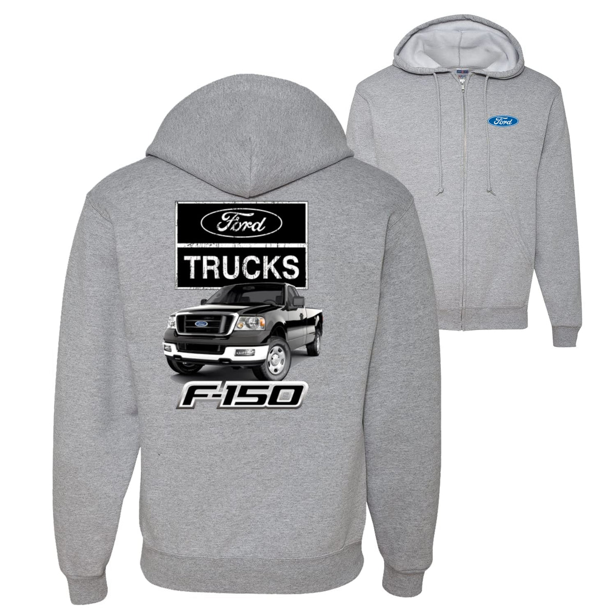 Ford Trucks F150 Pickup Front Back Cars and Trucks Graphic Zip Up Hoodie Sweatshirt