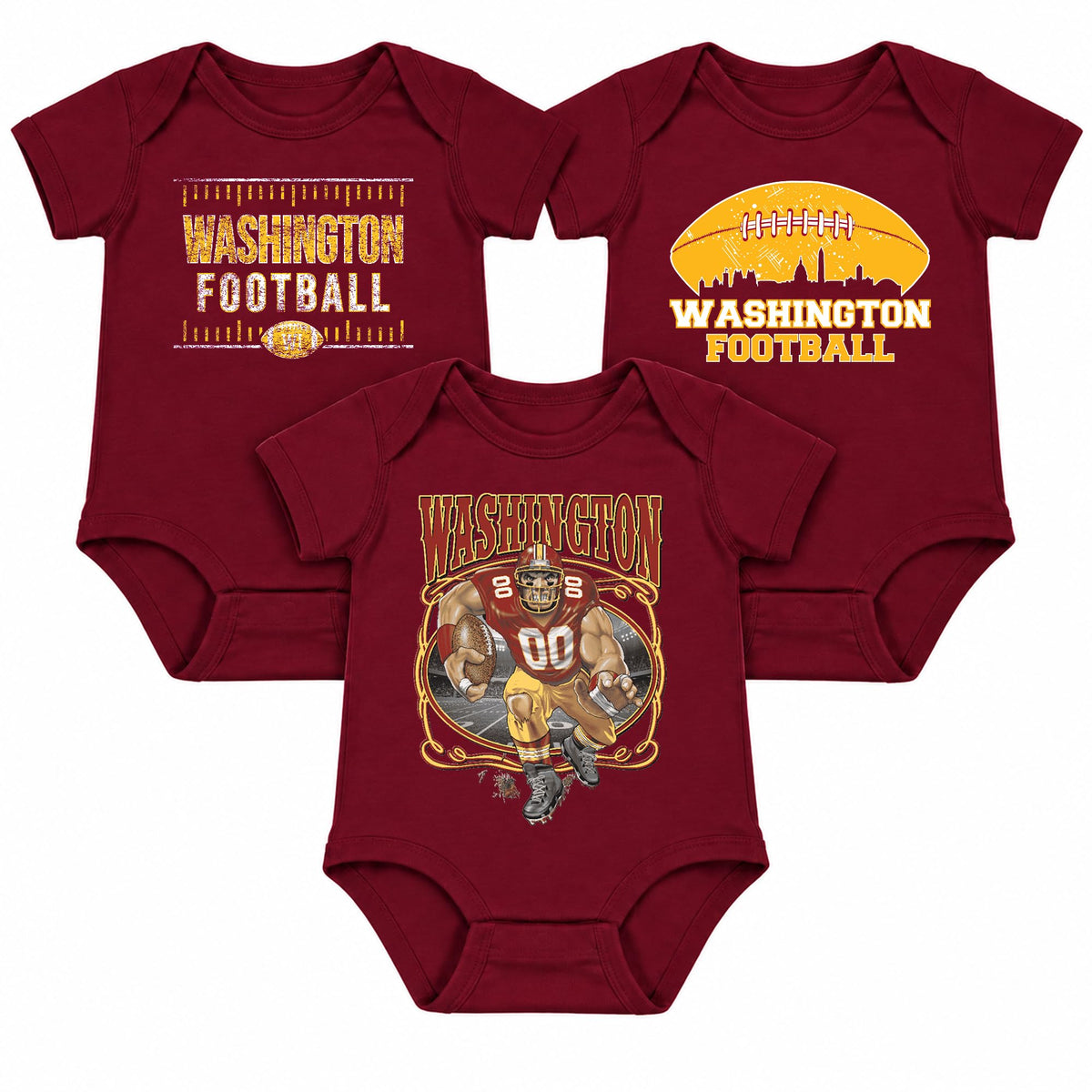 3-Pack Baby Bodysuit American Football Fan for Boys Girls Newborn Infant