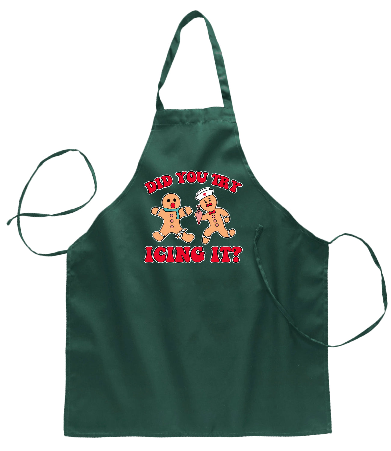Did You Try Icing It? Funny Cute Gingerbread Doctor Ugly Christmas Sweater Ugly Christmas Butcher Graphic Apron for Kitchen BBQ Grilling Cooking