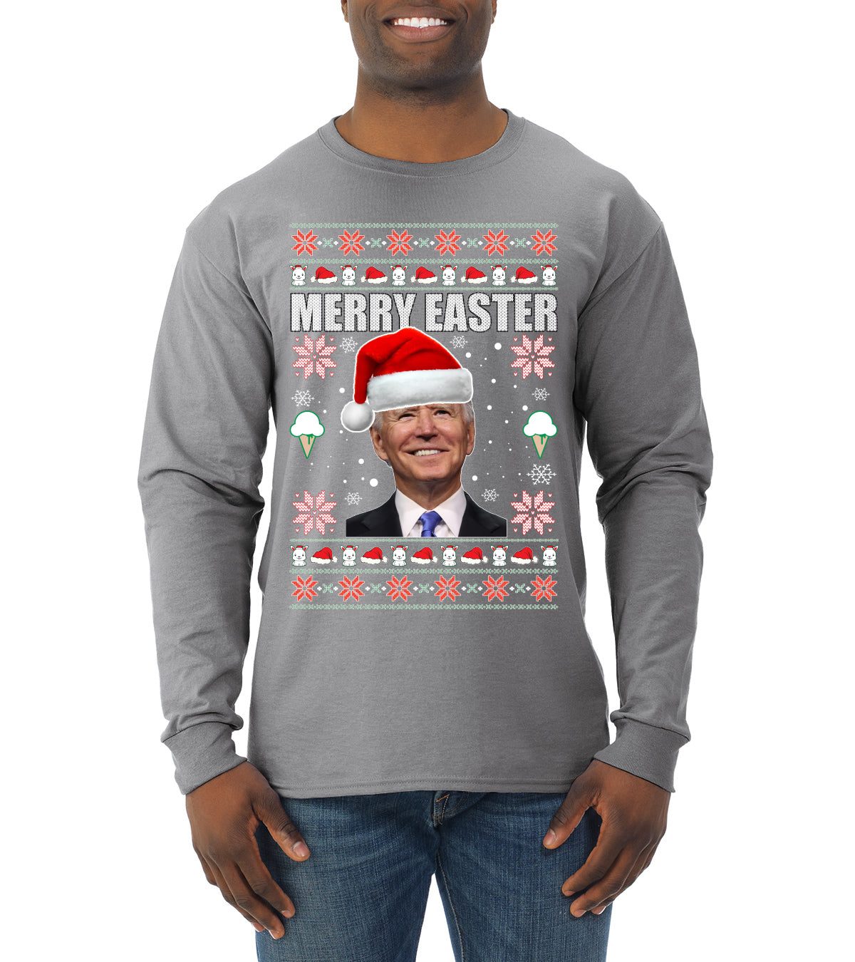 Merry Easter Christmas Mens Long Sleeve Shirt