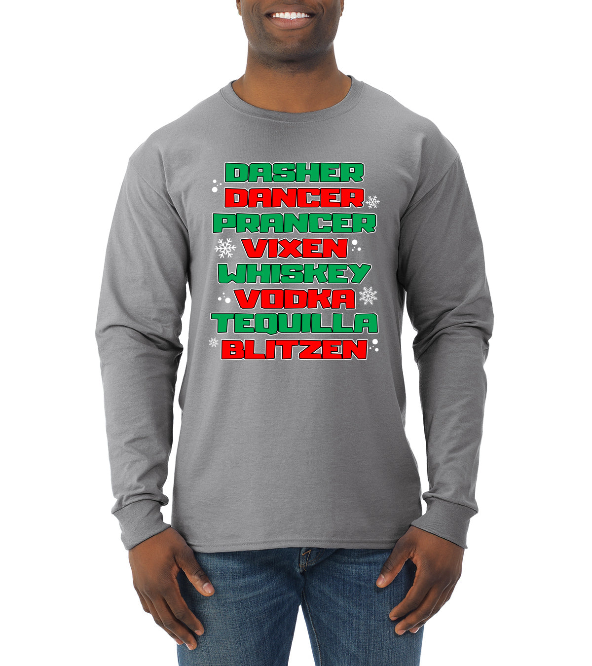Drunken Reindeer Christmas Mens Long Sleeve Shirt