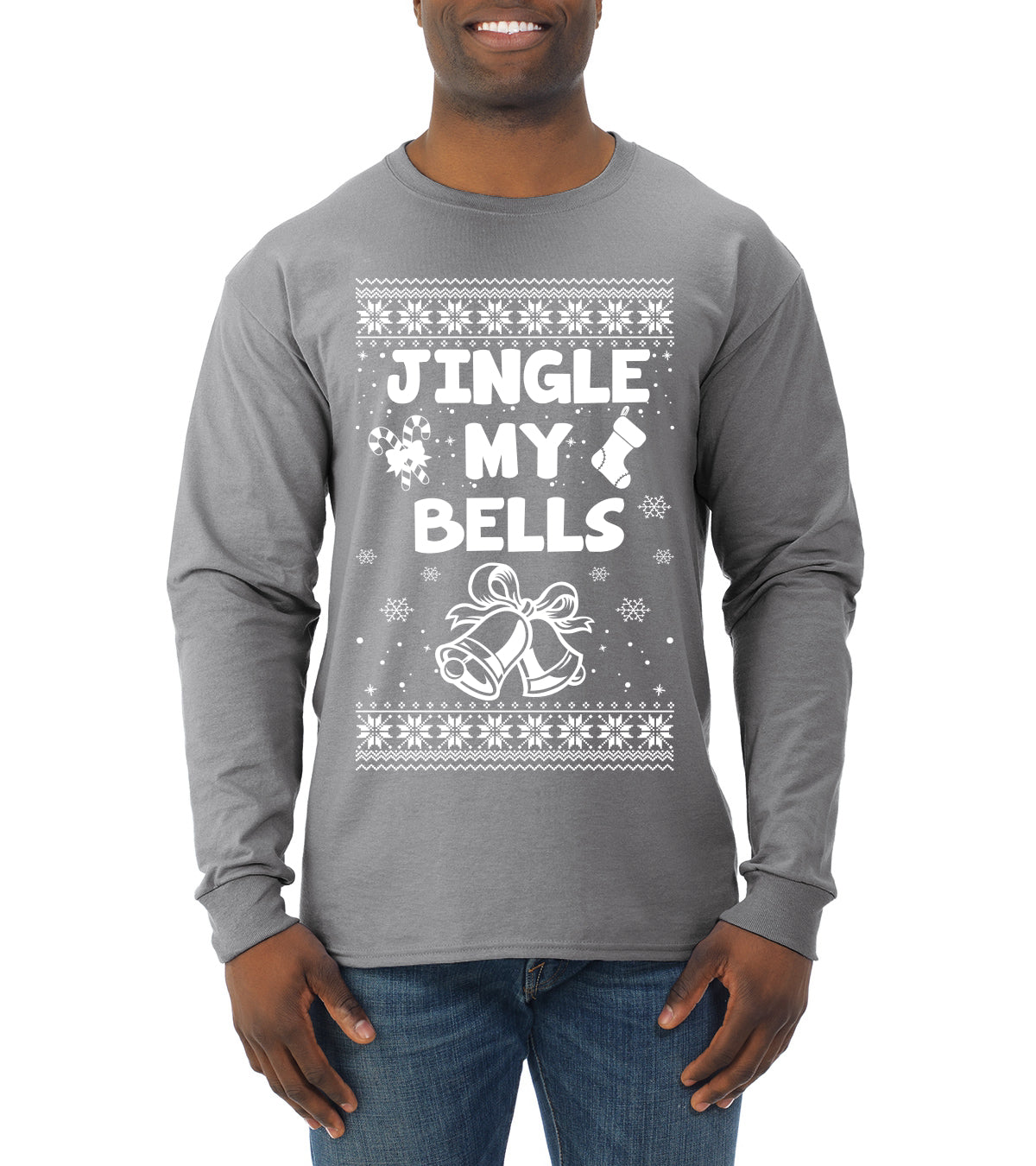 Jingle My Bells Individual Couples Ugly Christmas Sweater Mens Long Sleeve Shirt
