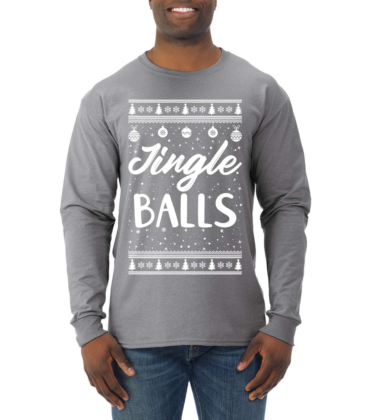 Jingle Balls Individual Couples Ugly Christmas Sweater Mens Long Sleeve Shirt