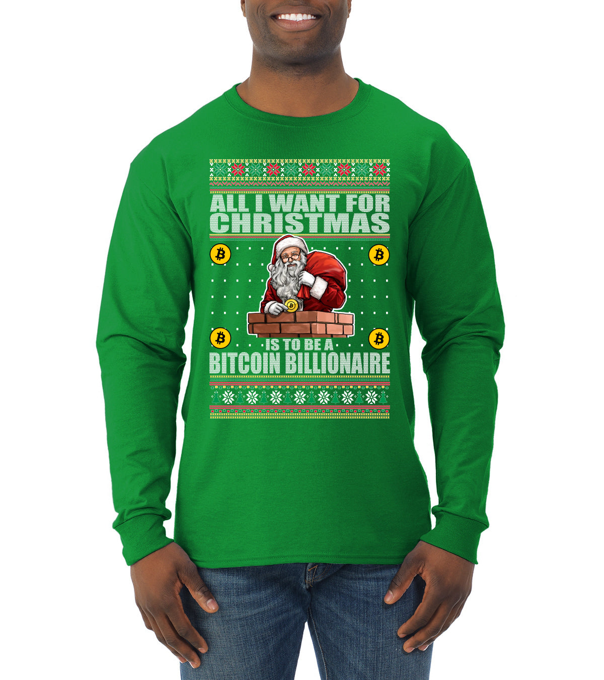 Bitcoin Billionaire For Christmas Christmas Mens Long Sleeve Shirt