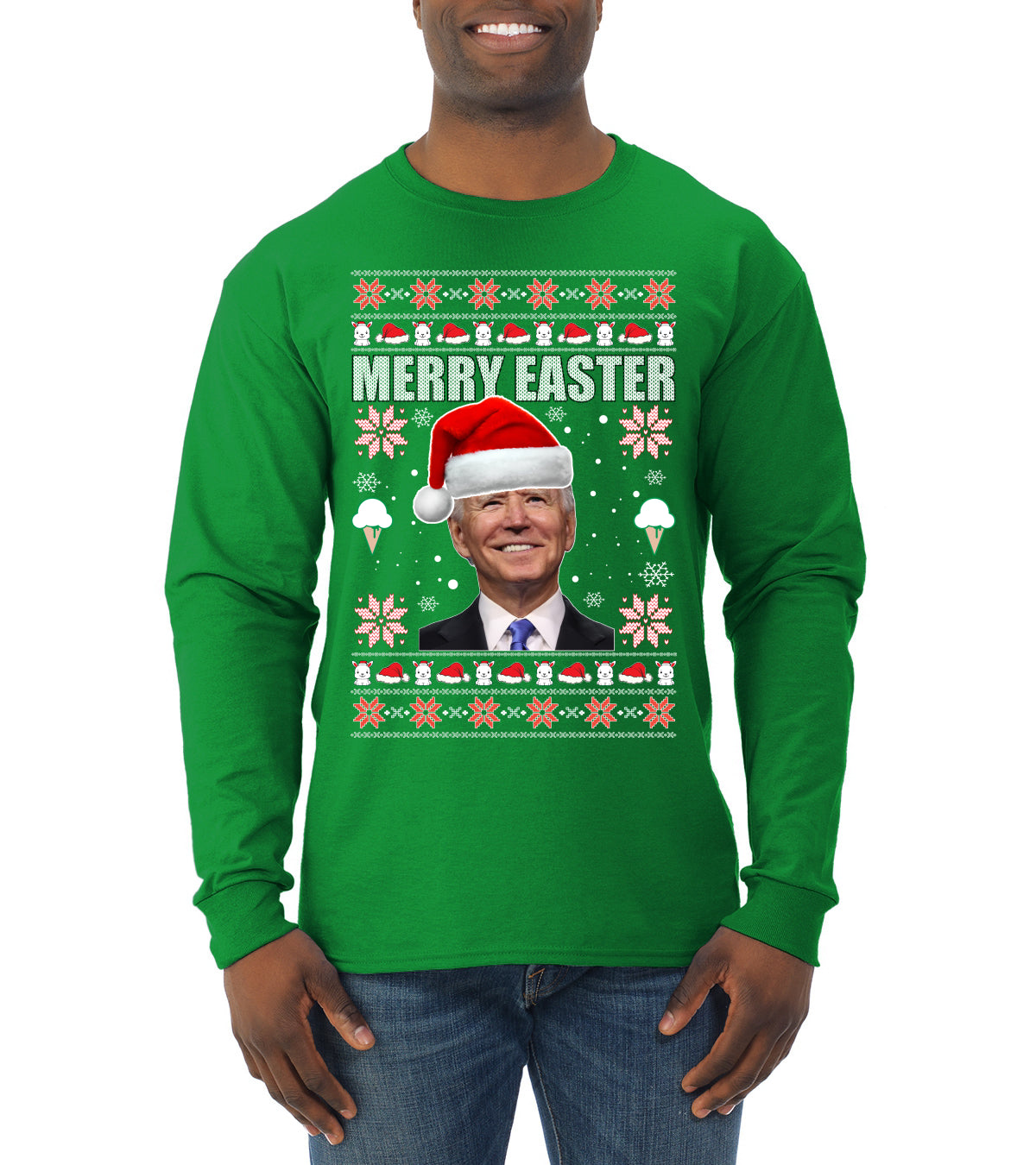 Merry Easter Christmas Mens Long Sleeve Shirt