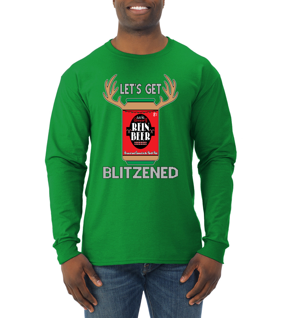 Let's Get Blitzened Christmas Mens Long Sleeve Shirt