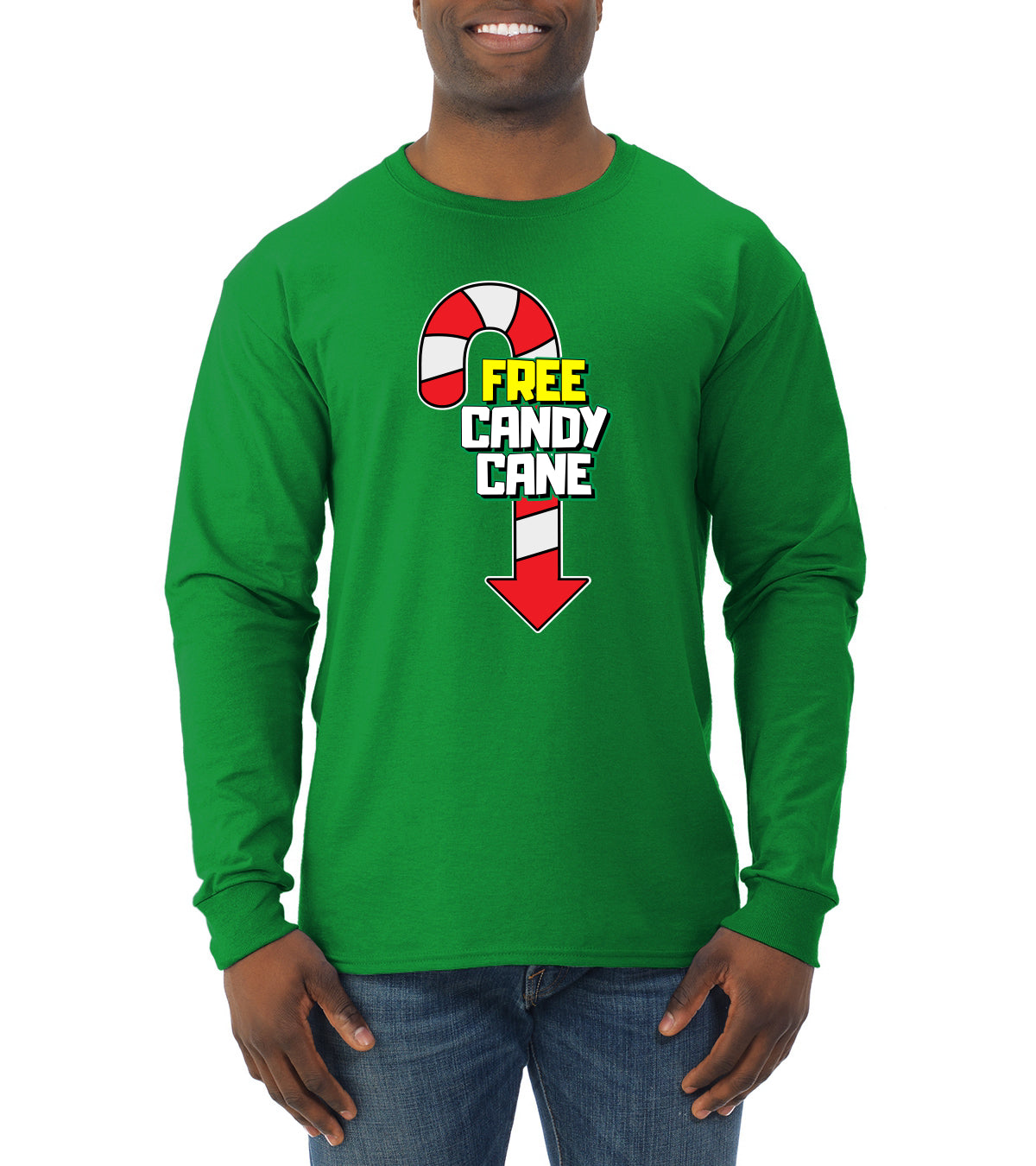 Free Candy Cane Christmas Mens Long Sleeve Shirt