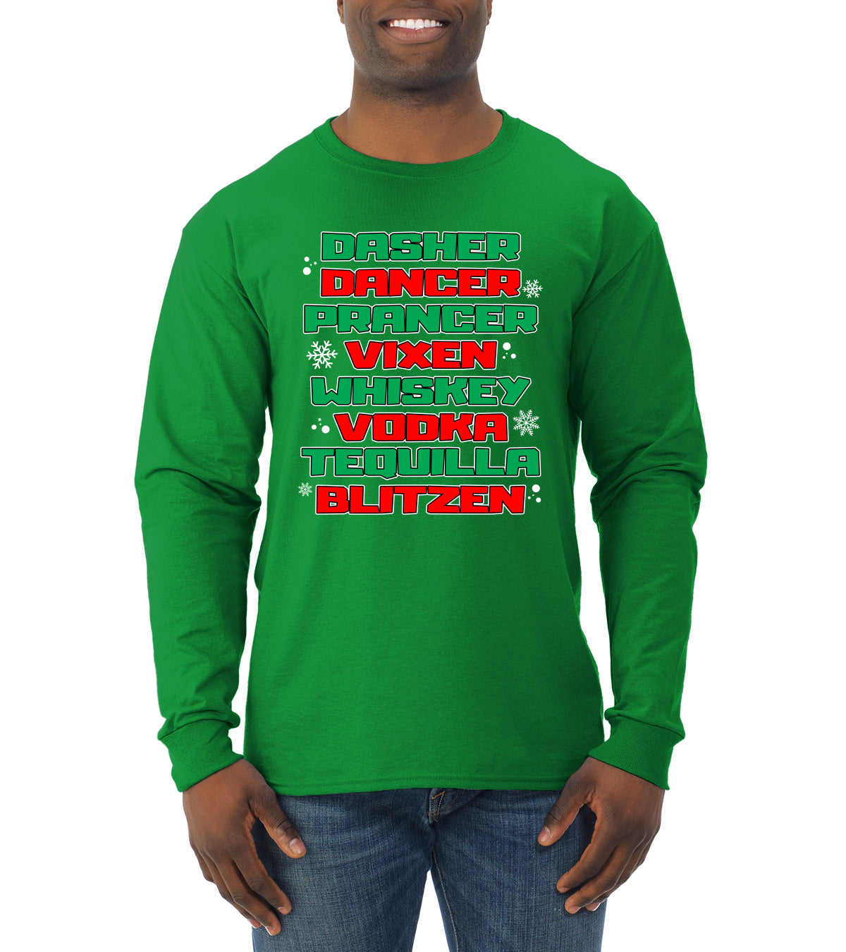Drunken Reindeer Christmas Mens Long Sleeve Shirt