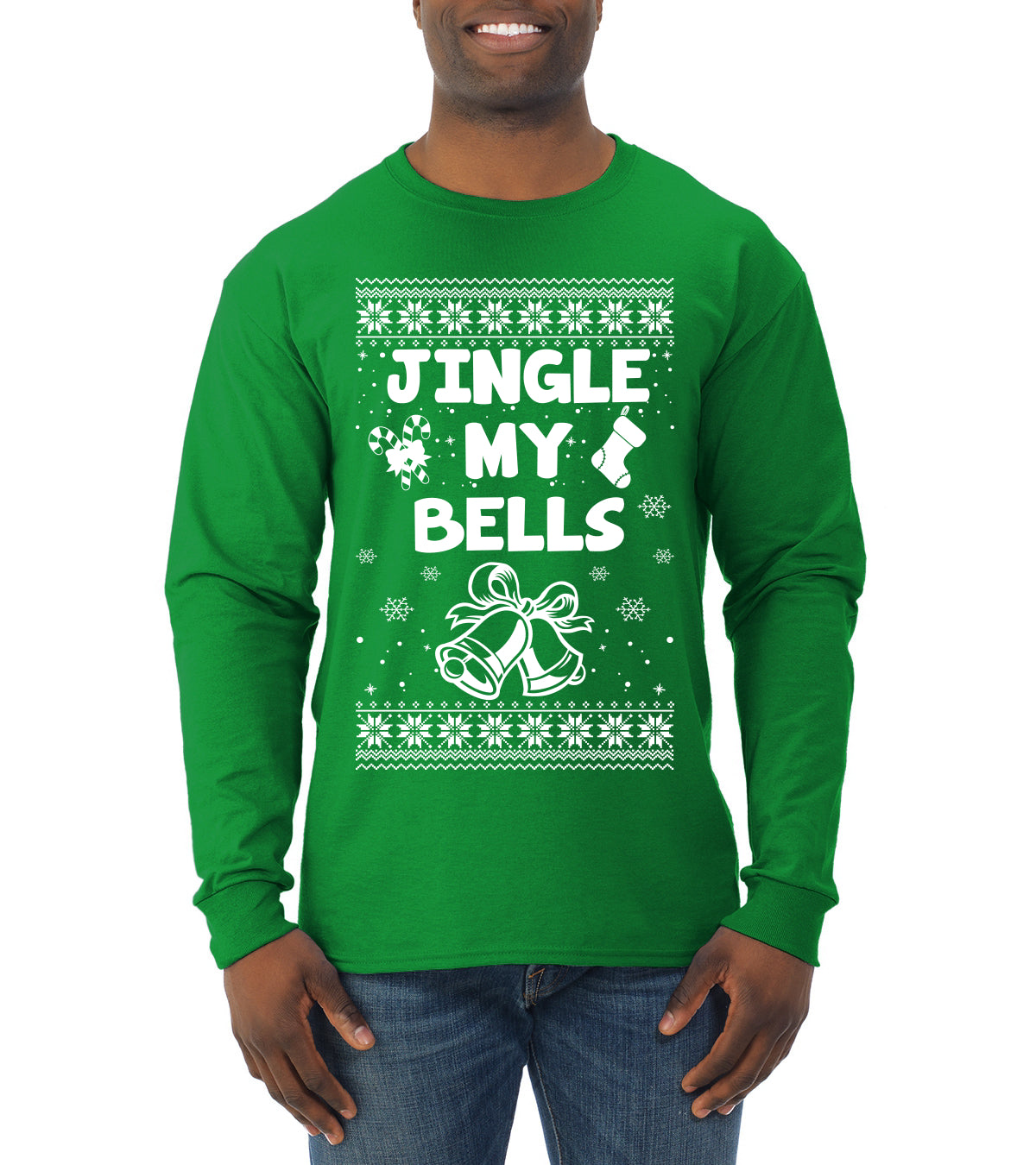 Jingle My Bells Individual Couples Ugly Christmas Sweater Mens Long Sleeve Shirt
