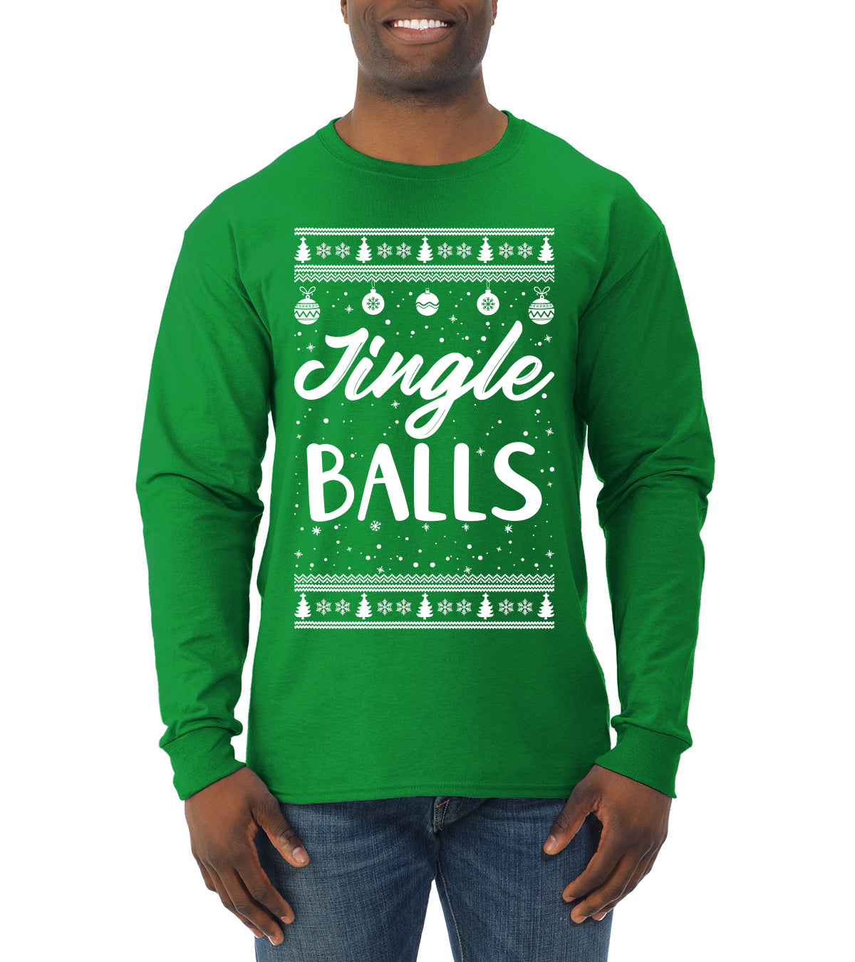 Jingle Balls Individual Couples Ugly Christmas Sweater Mens Long Sleeve Shirt