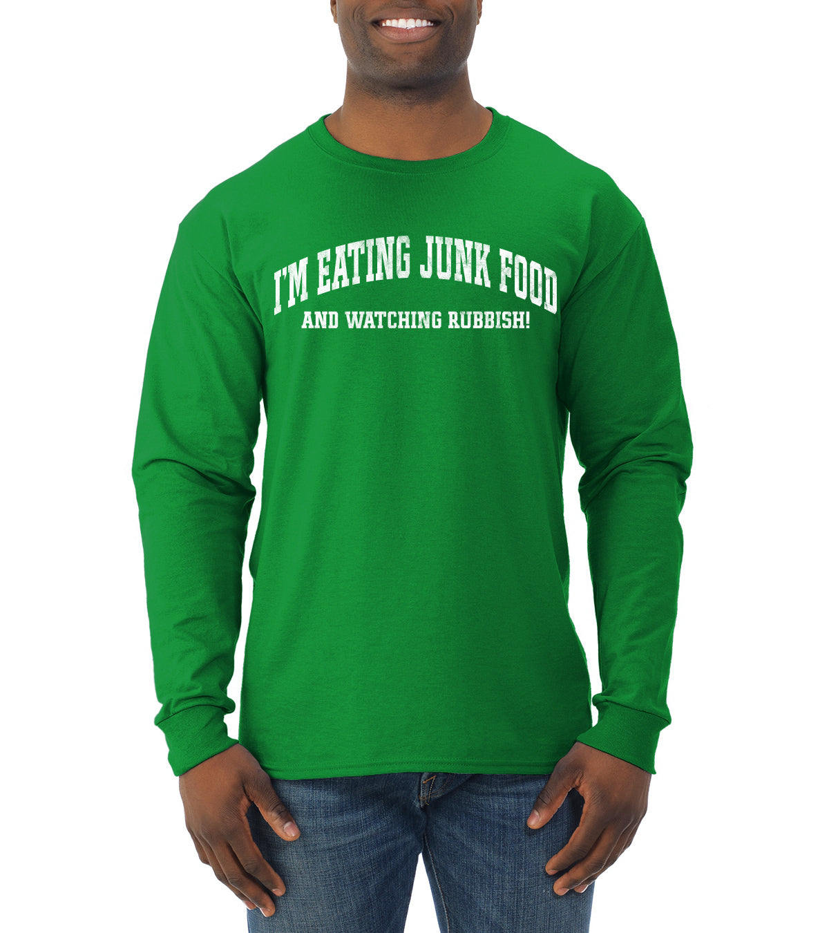 Vintage Movie Quote Eating Junk Food And Watching Rubbish Christmas Mens Long Sleeve Shirt