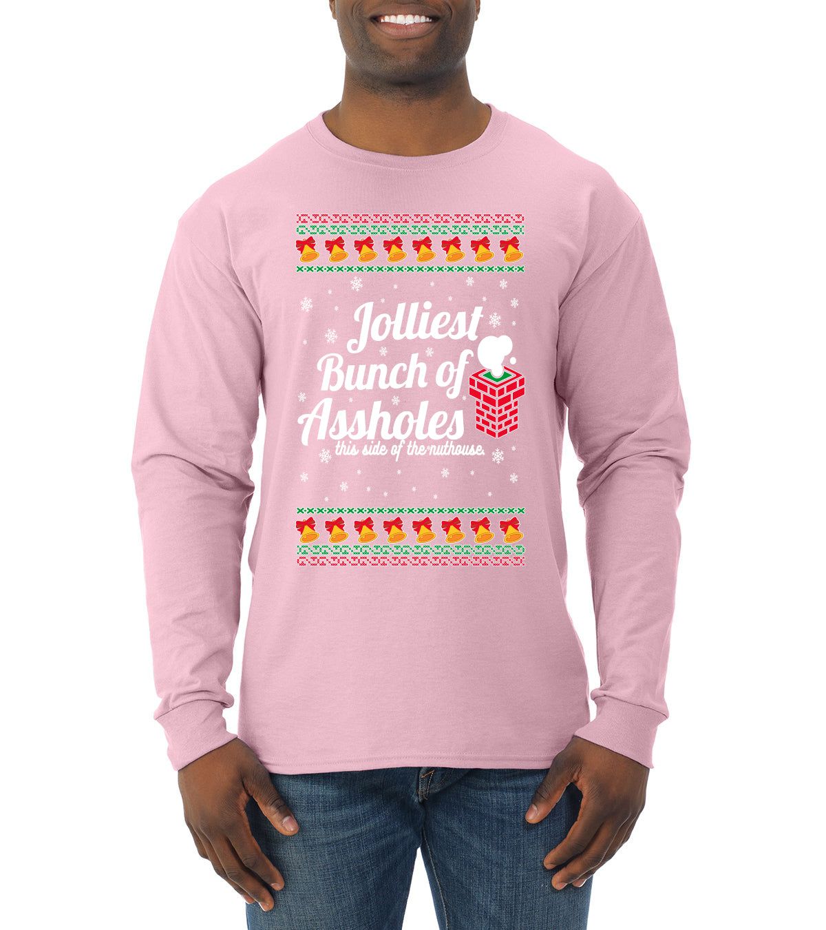 Jolliest Bunch of Assholes Xmas Movie Ugly Christmas Sweater Mens Long Sleeve Shirt