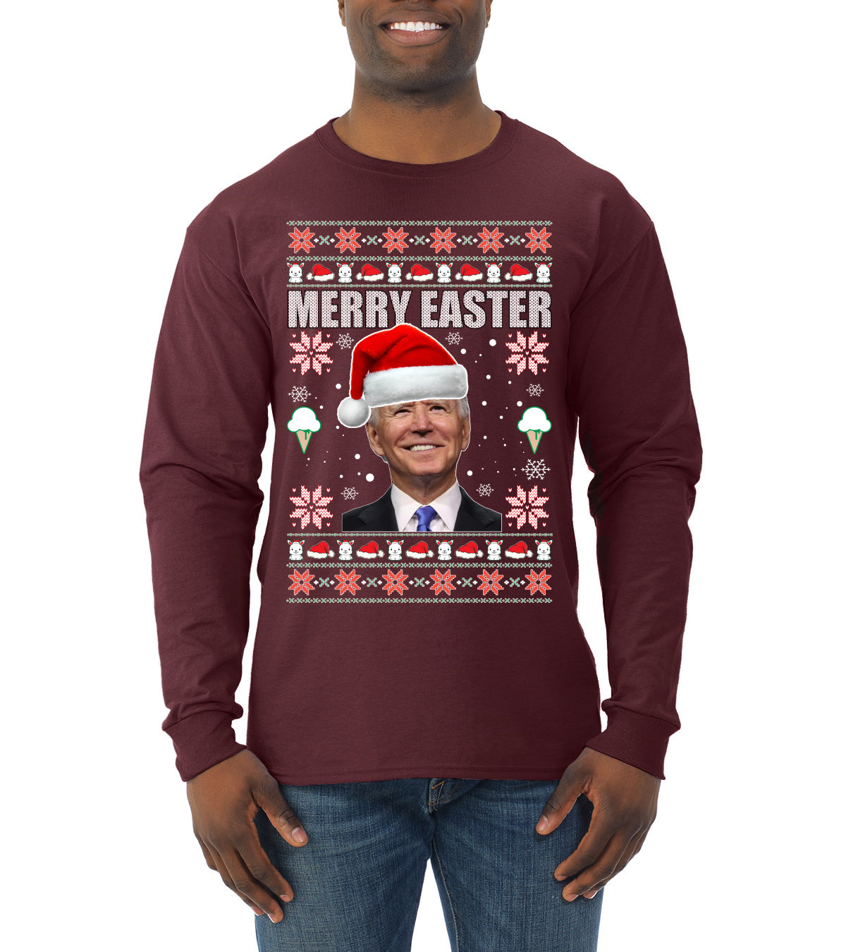Merry Easter Christmas Mens Long Sleeve Shirt