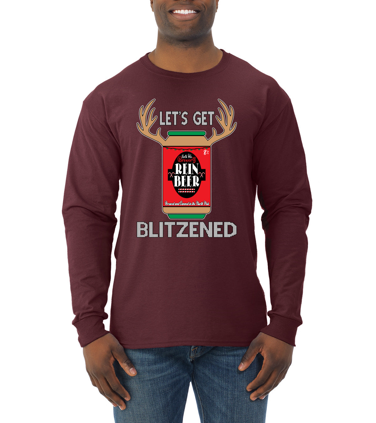Let's Get Blitzened Christmas Mens Long Sleeve Shirt