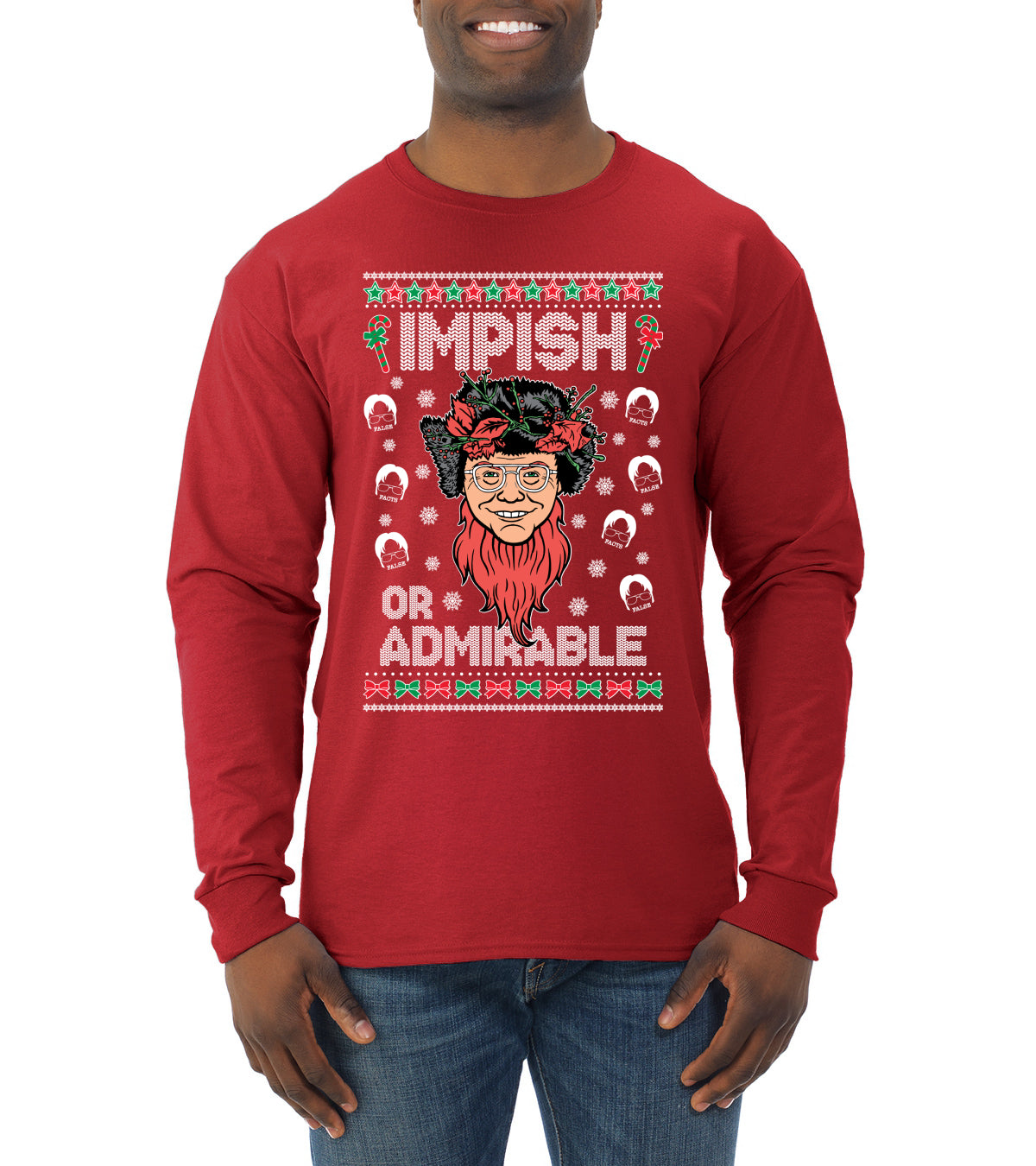 Impish or Admirable Dwight Schrute Ugly Christmas Sweater Mens Long Sleeve Shirt