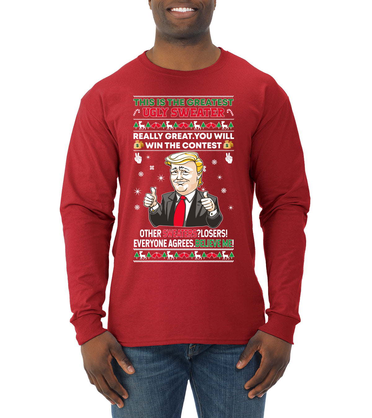 Trump This is the Greatest Ugly Christmas Sweater Mens Long Sleeve Shirt
