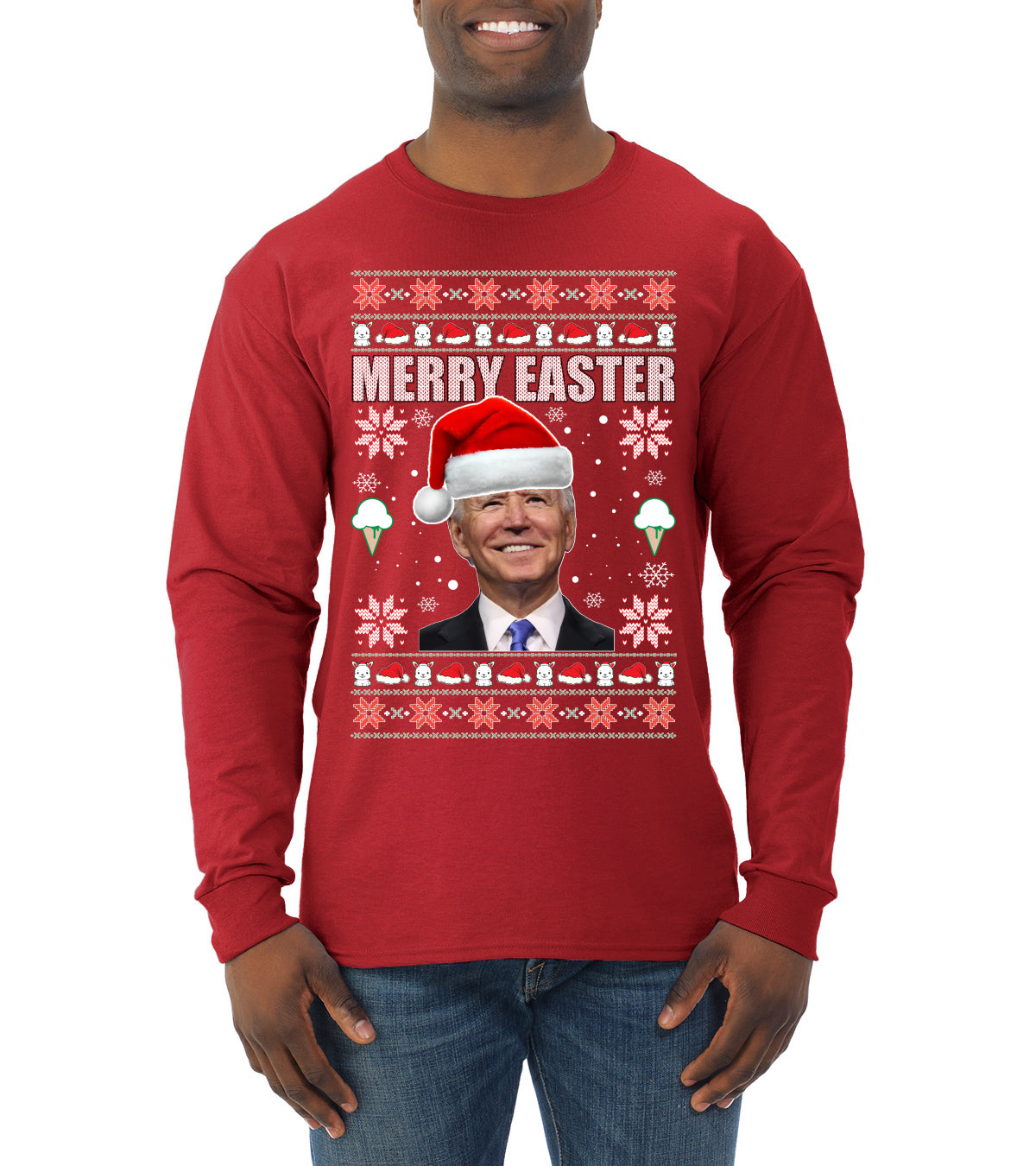 Merry Easter Christmas Mens Long Sleeve Shirt