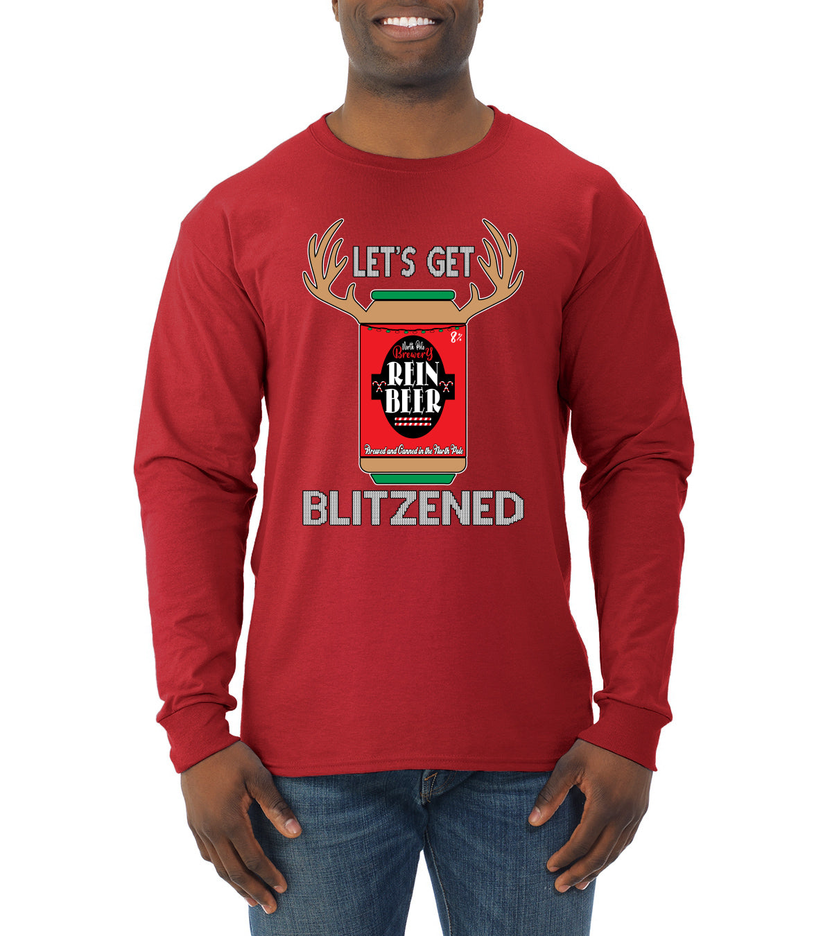Let's Get Blitzened Christmas Mens Long Sleeve Shirt