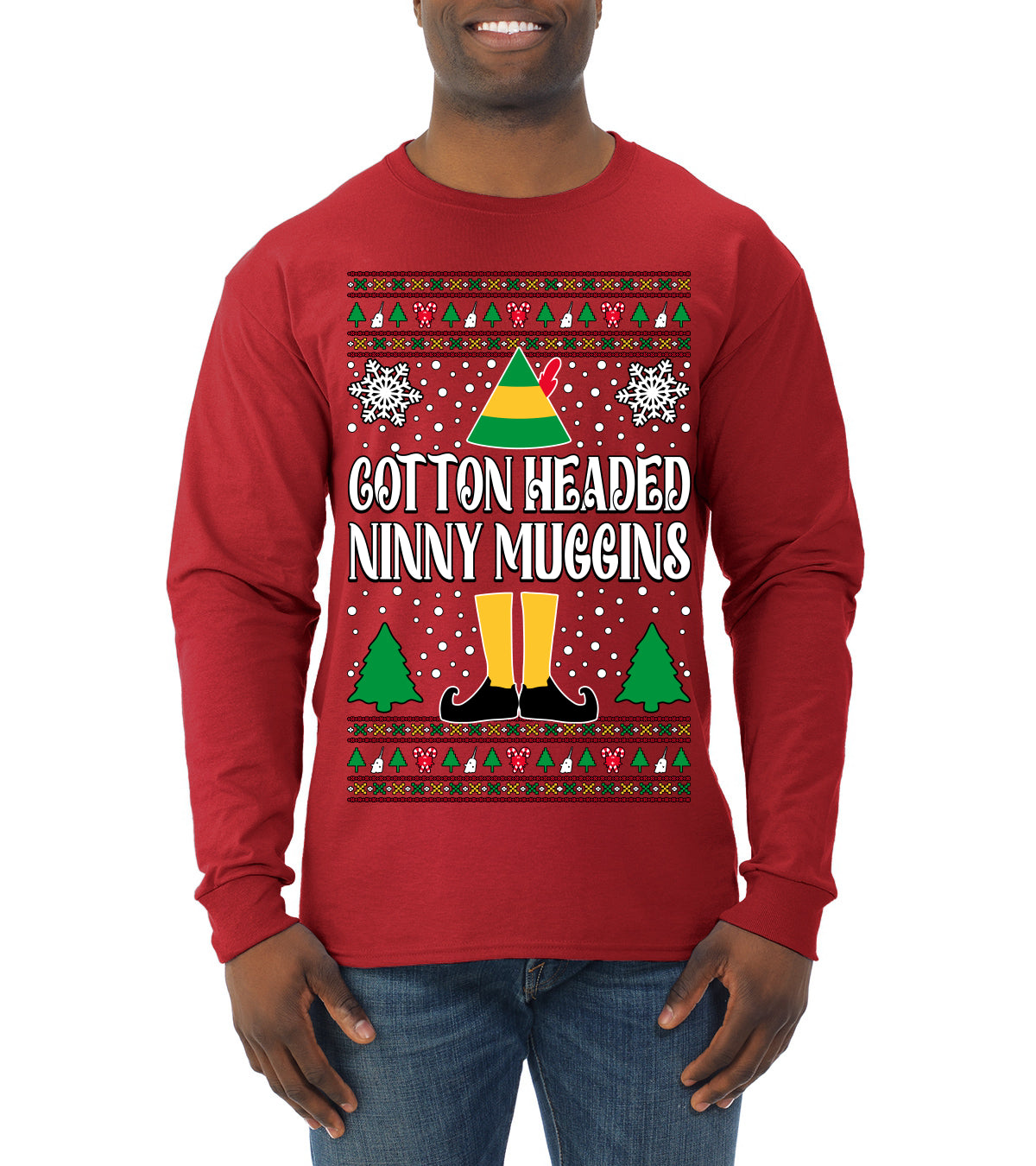 Cotton Headed Muggins Christmas Movie Quote Ugly Christmas Sweater Mens Long Sleeve Shirt
