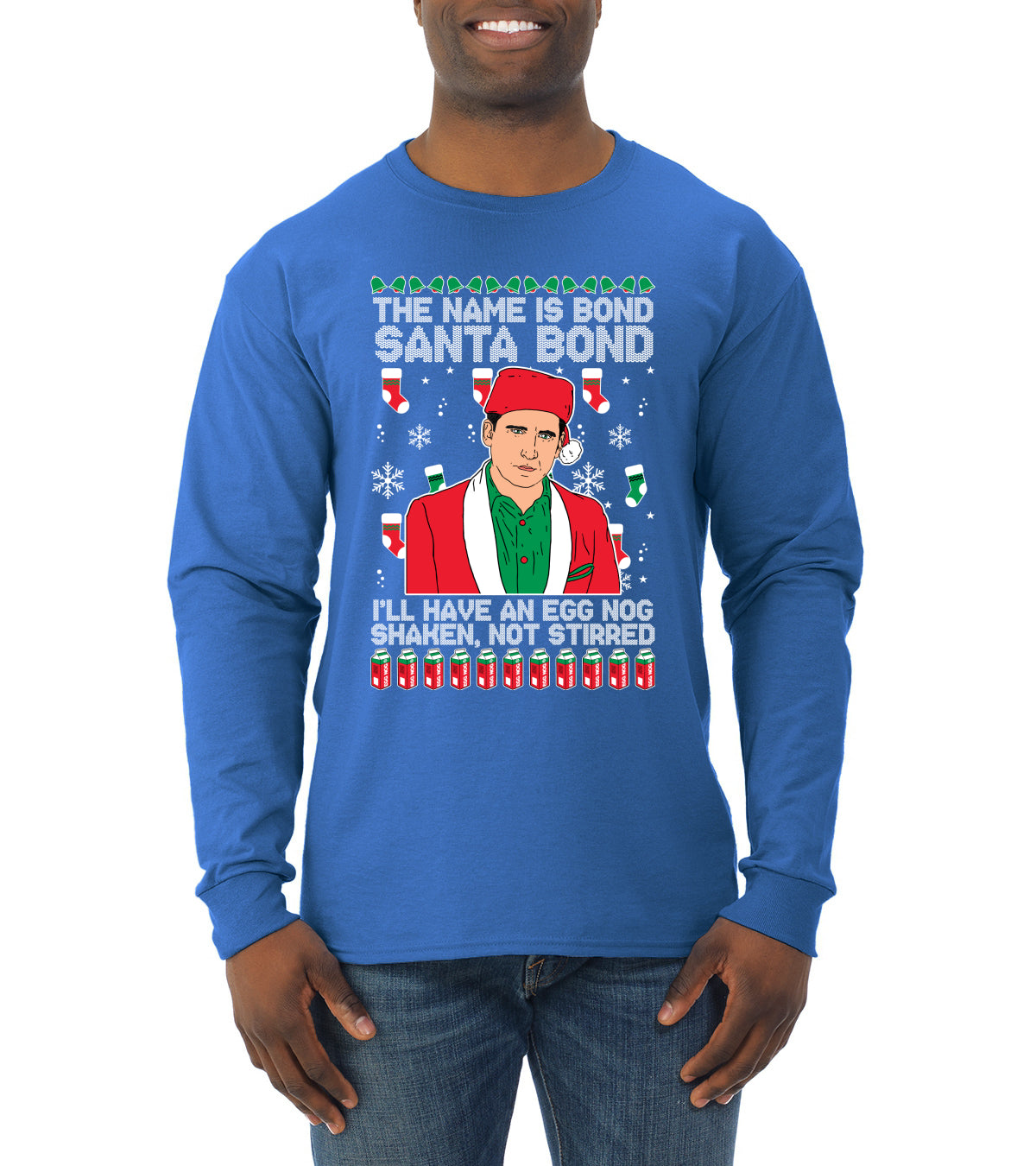 Michael Scott The Name is Bond Santa Bond Ugly Christmas Sweater Mens Long Sleeve Shirt