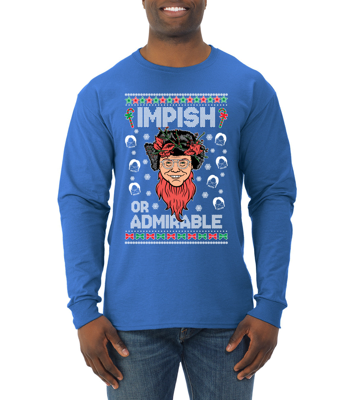 Impish or Admirable Dwight Schrute Ugly Christmas Sweater Mens Long Sleeve Shirt
