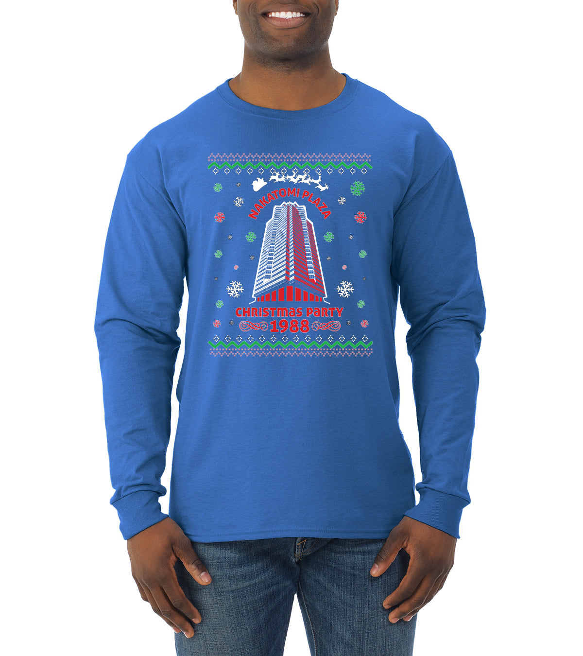 Nakatomi Plaza Christmas Party 1988 Ugly Christmas Sweater Mens Long Sleeve Shirt